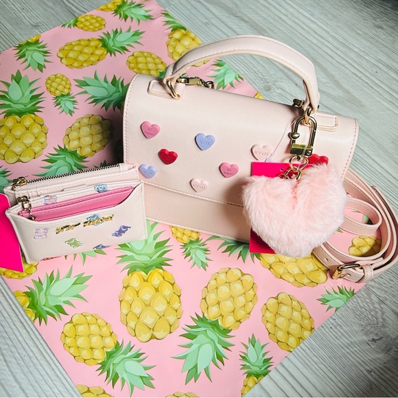 Betsey Johnson Handbags - 💗🧸 Betsey Johnson Candy Heart Handbag & Gummy Bear Wallet & Heart Charm NWT